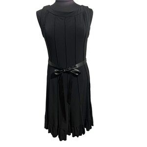 Sandra Darren Black Sleeveless Dress With Satin Tie, Size 12P